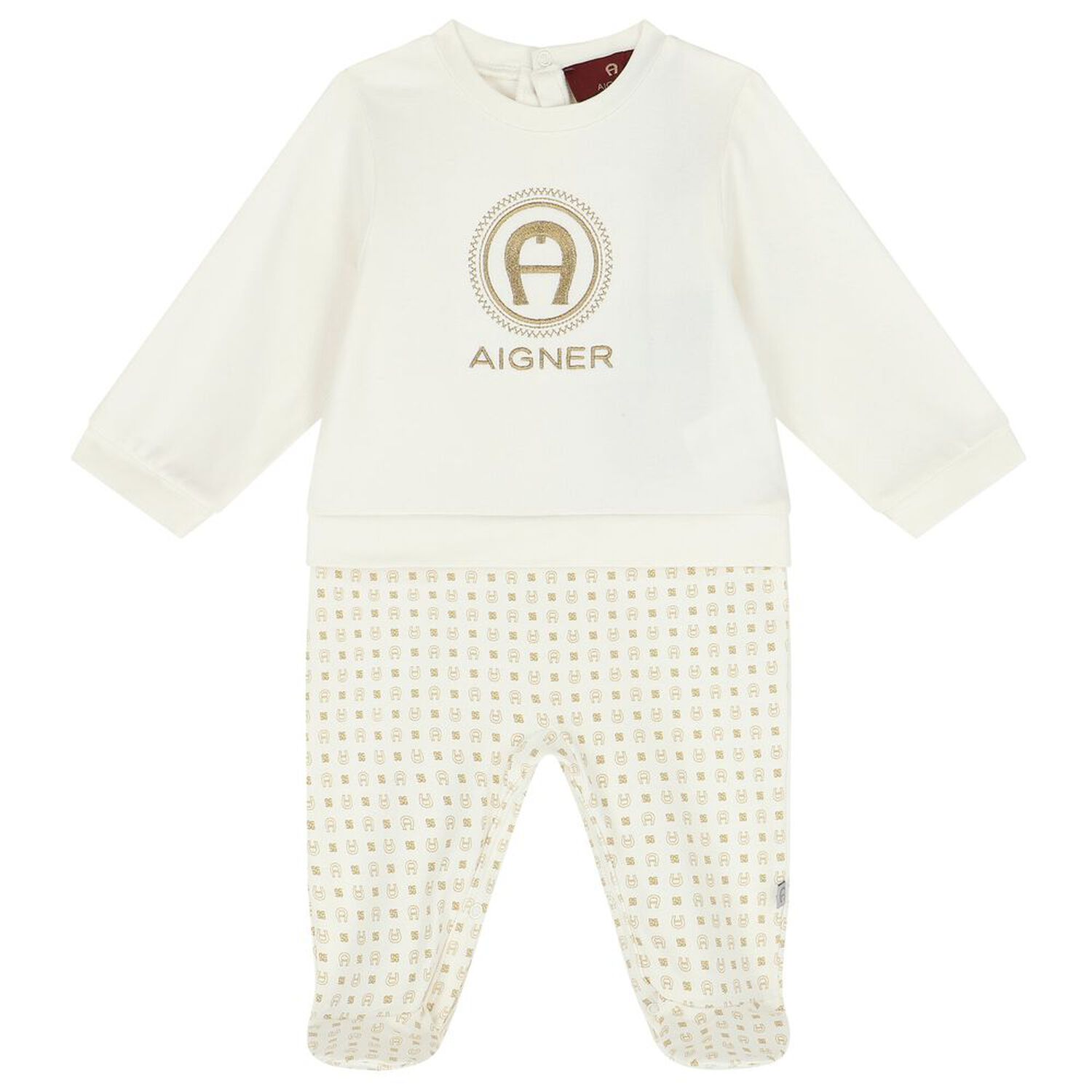 Ivory & Gold Logo Babygrow Set, 1, hi-res image number null