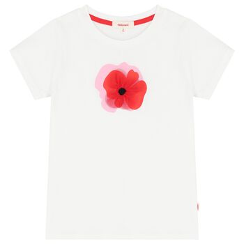 Girls White Flower T-Shirt