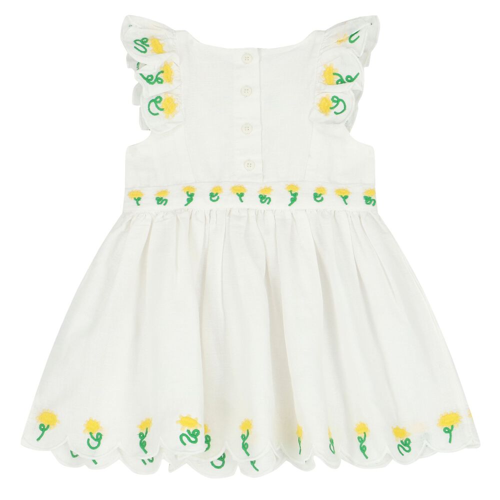 Stella McCartney Girls Flower Logo Sweater Dress in Ivory