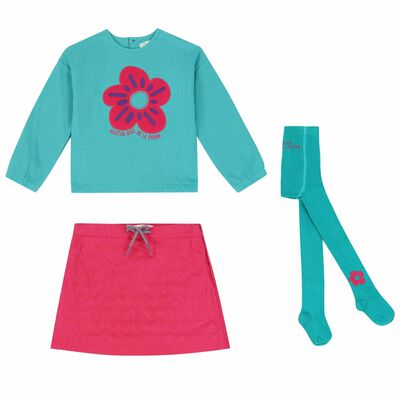 Girls Pink & Blue Skirt Set
