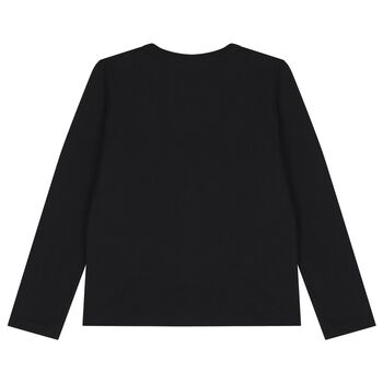 Girls Black Logo Long Sleeve Top