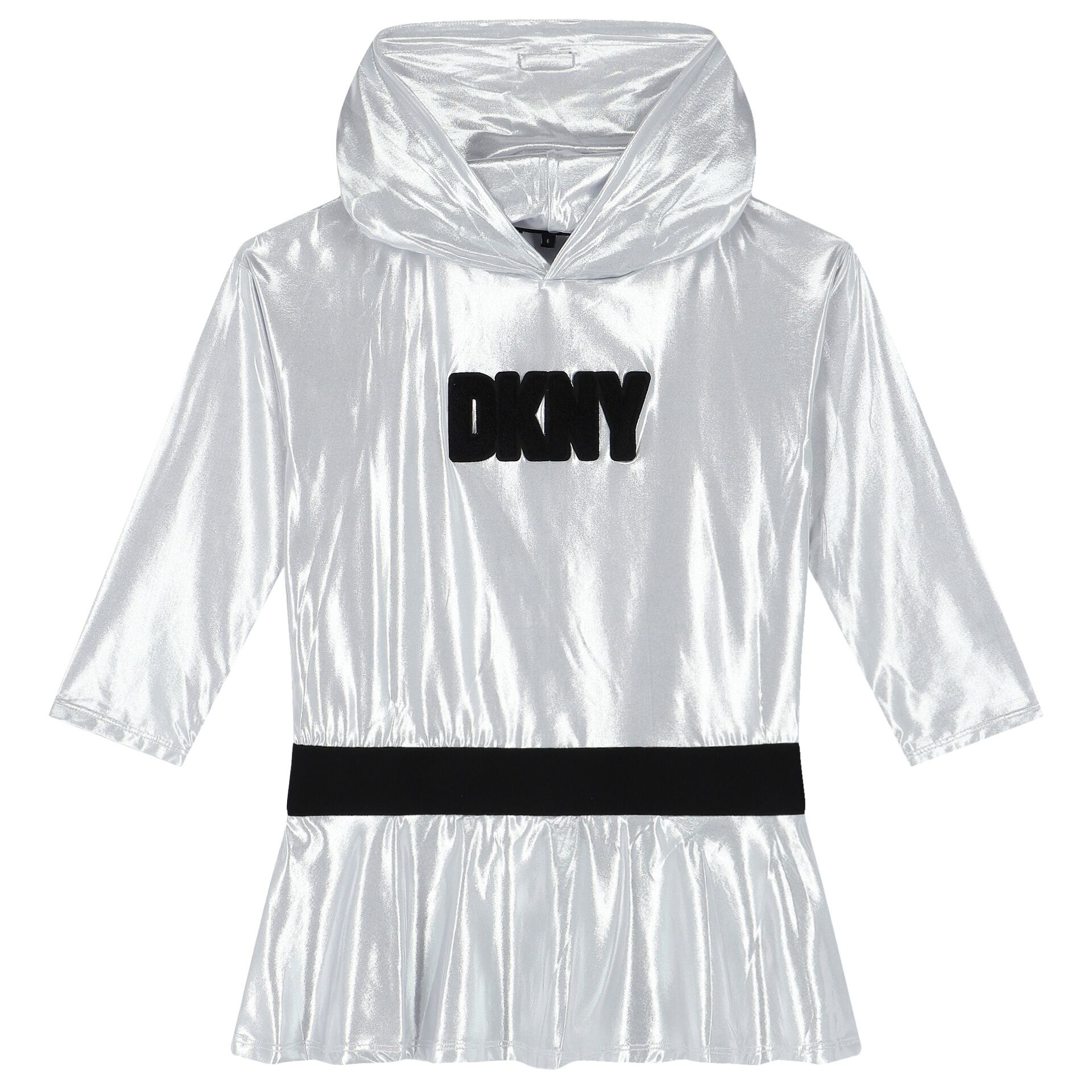 DKNY Girls Silver Logo Hooded Dress Junior Couture