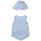 Baby Boys Blue & White Striped Bodysuit Set, 1, hi-res