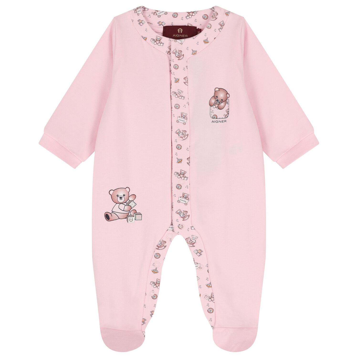 Baby Girls Pink Teddy Bear Babygrow, 3, hi-res