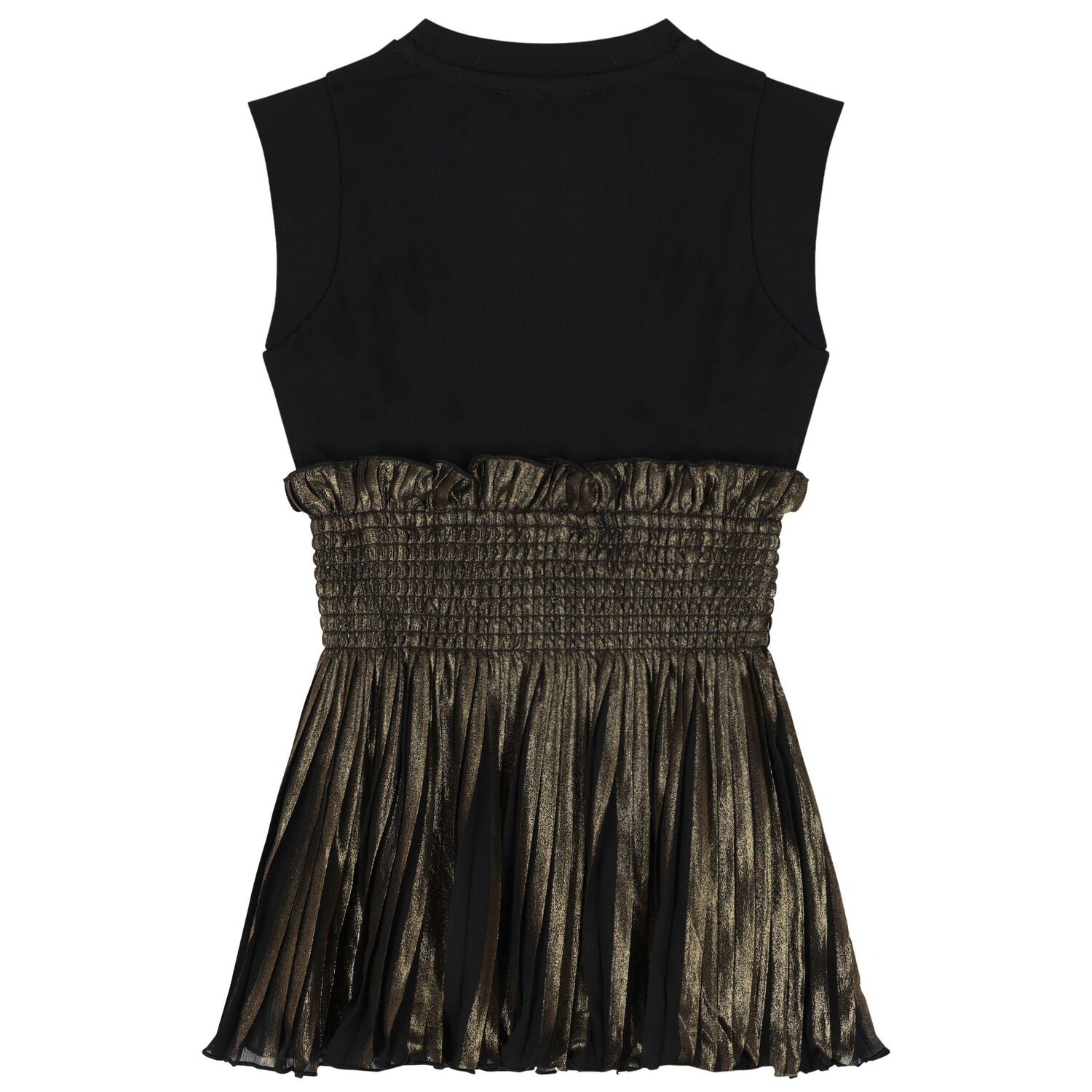 Girls Black & Gold Pleated Dress, 1, hi-res image number null