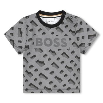 Younger Boys Black & Grey Logo T-Shirt