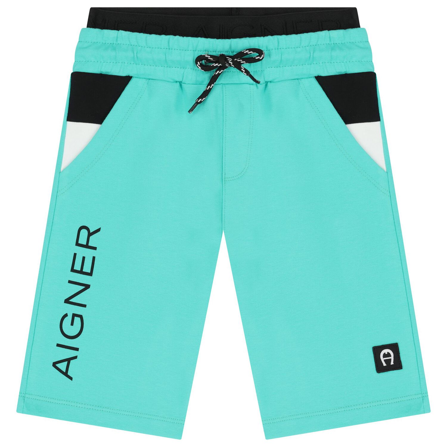 Boys White & Aqua Logo Shorts Set, 2, hi-res image number null