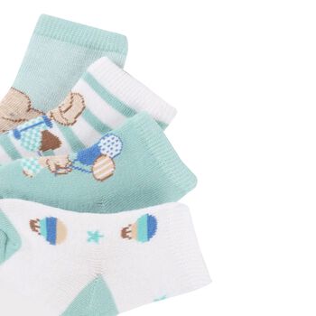 Baby Boys Aqua & White Socks ( 4-Pack )