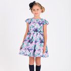 Girls Lilac Floral Satin Dress, 1, hi-res