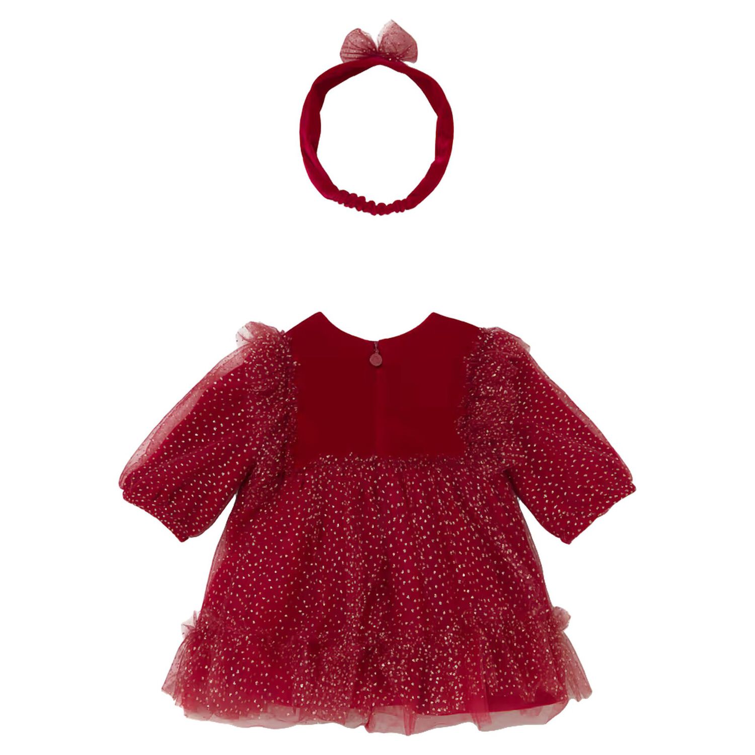 Baby Girls Red & Gold Reindeer Dress Set, 1, hi-res