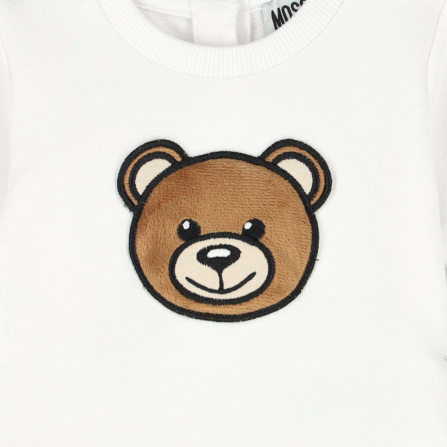 White Squeaky Teddy Logo Babygrow, 1, hi-res