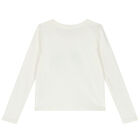 Girls Ivory Logo Long Sleeve Top, 1, hi-res