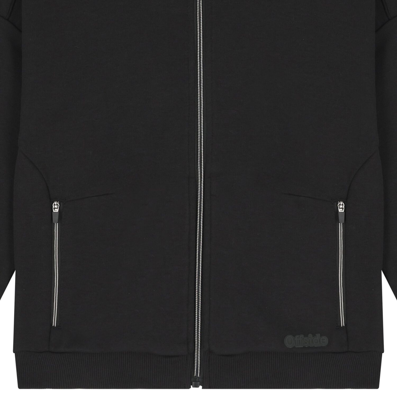 Boys Black Hooded Zip Up Top , 1, hi-res