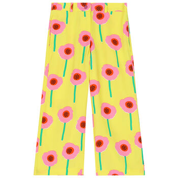 Girls Yellow Floral Trousers