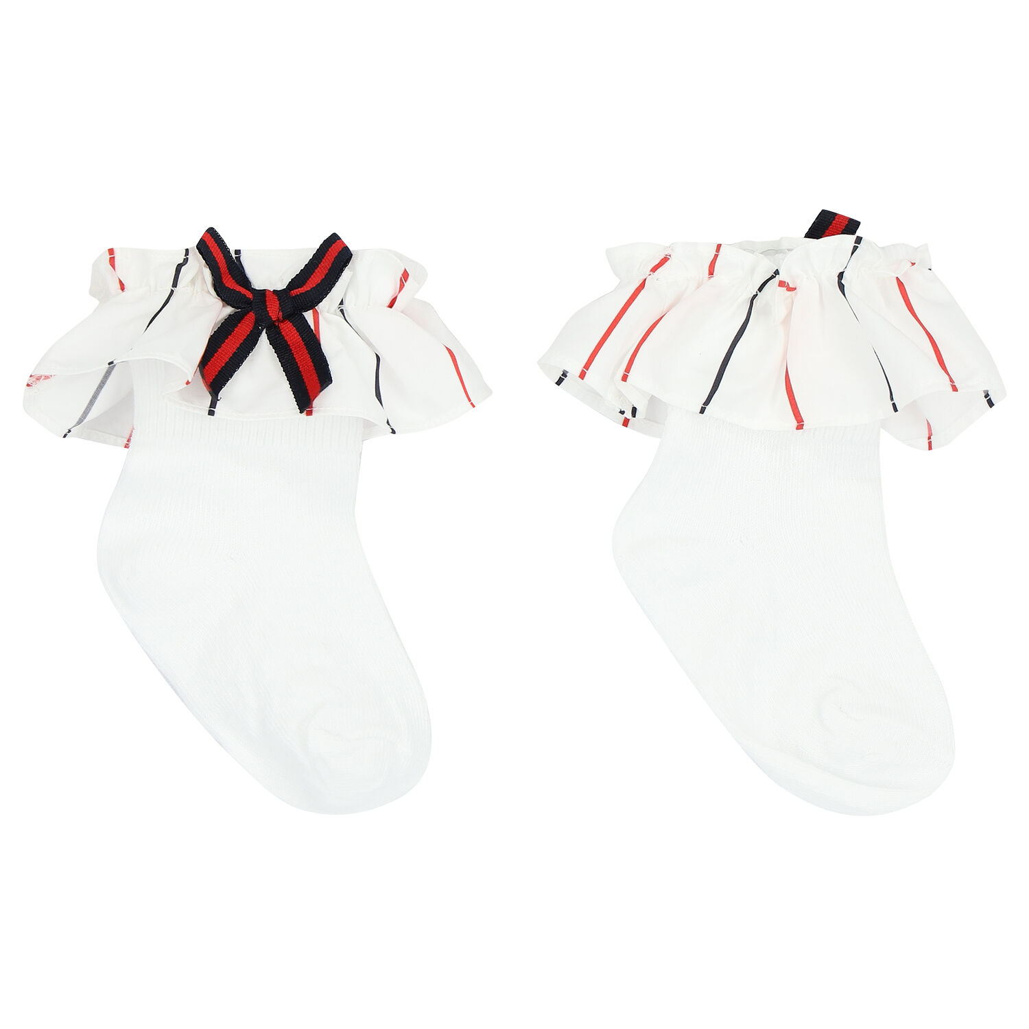 Baby Girls White Striped Socks, 1, hi-res image number null