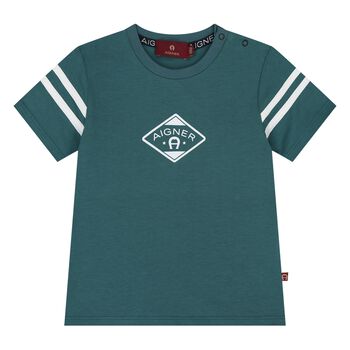 Younger Boys Green Logo T-Shirt 