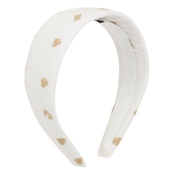 Girls White & Gold Hearts Headband