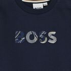 Younger Boys Navy Blue Logo Sweatshirt, 1, hi-res