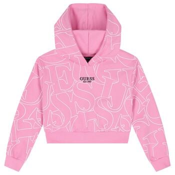 Girls Pink Logo Hooded Top
