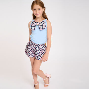 Girls Blue Bow Top