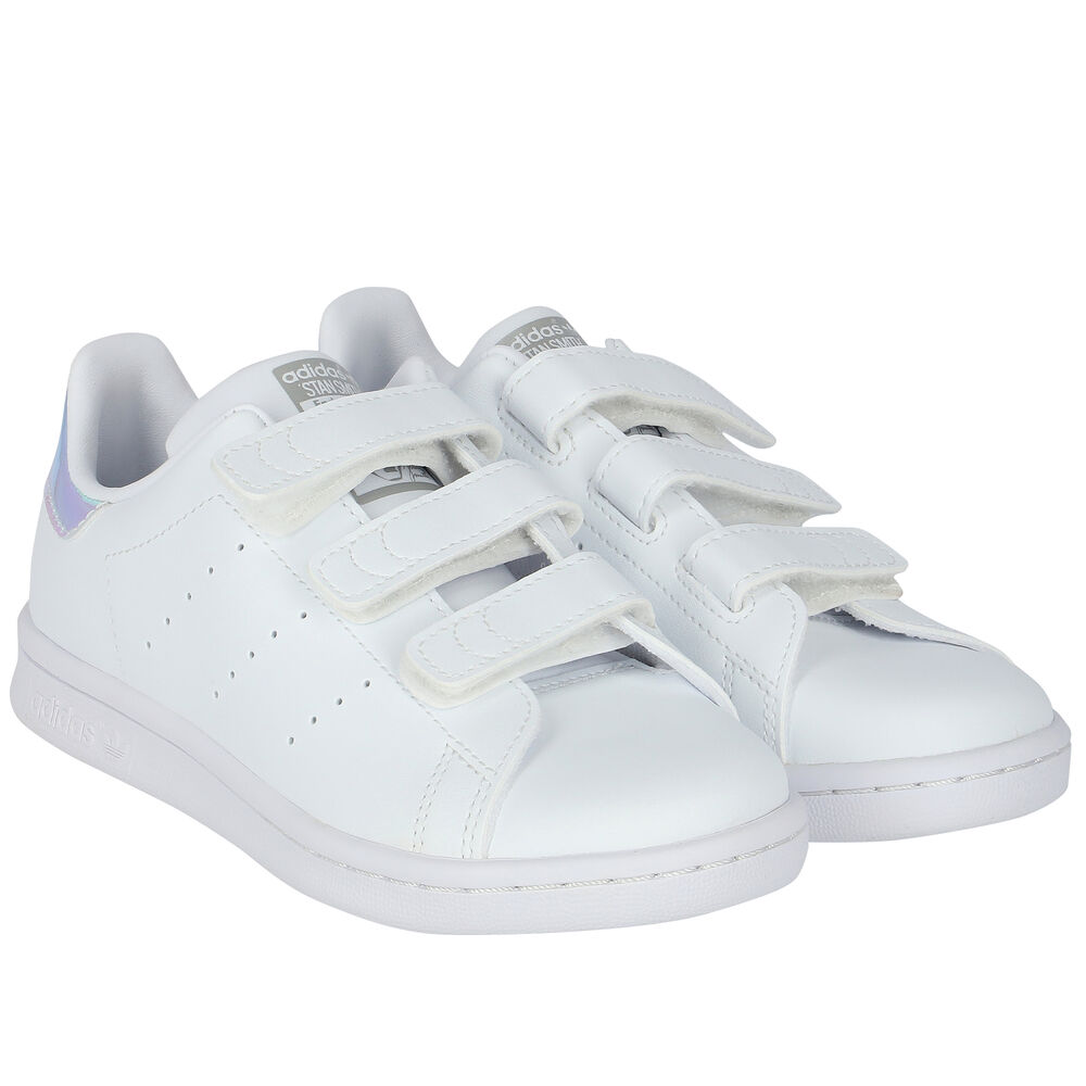 nærme sig Tøj Ugle adidas Originals White Iridescent Stan Smith Velcro Trainers | Junior  Couture KSA