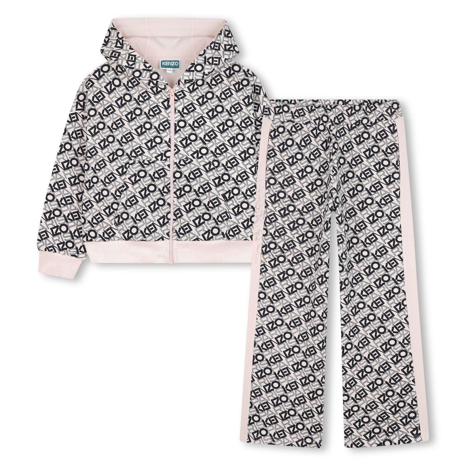 بدلة رياضية للبنات باللونين الوردي والأسود, 1, hi-res