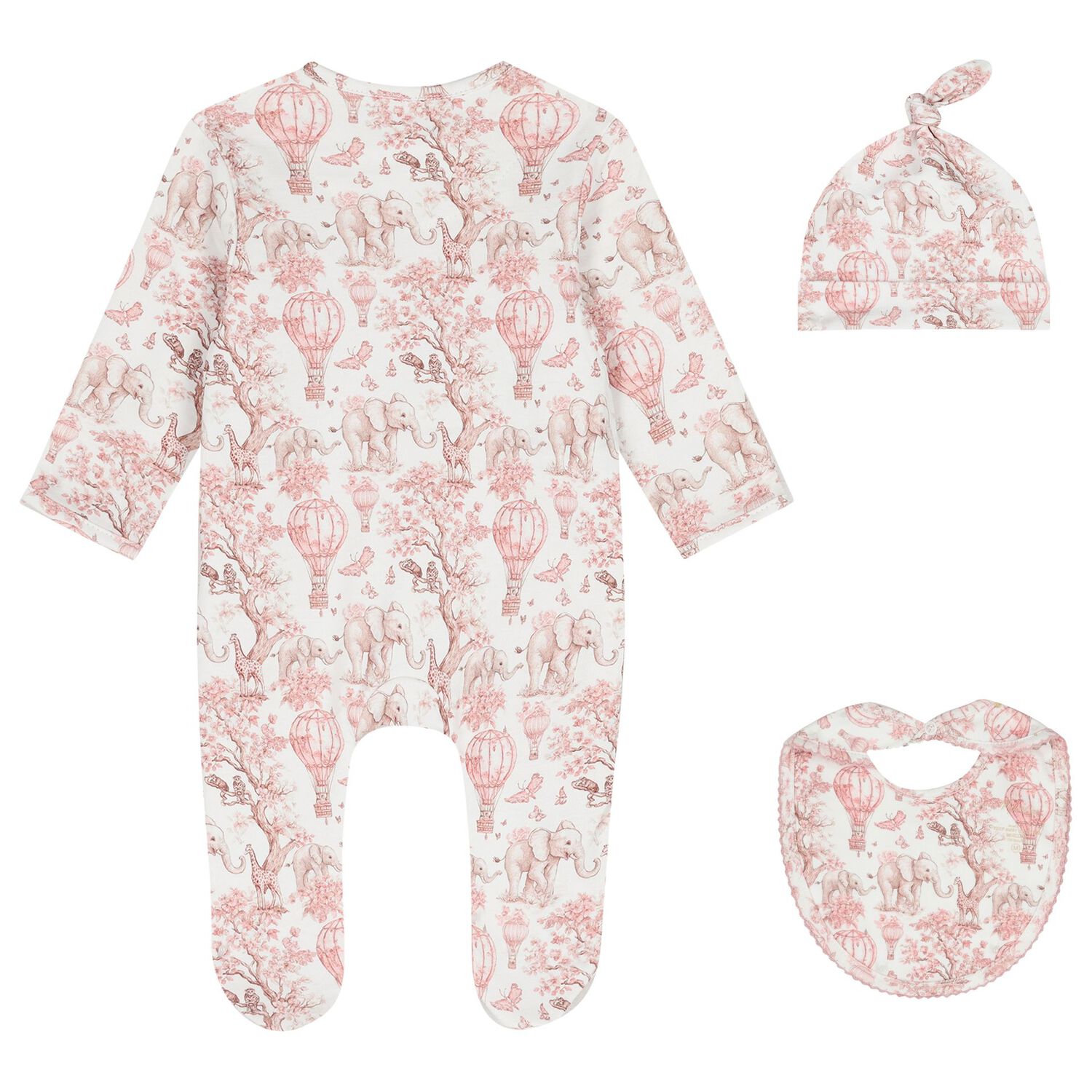 Baby Girls White & Pink Africa Babygrow Gift Set  , 2, hi-res