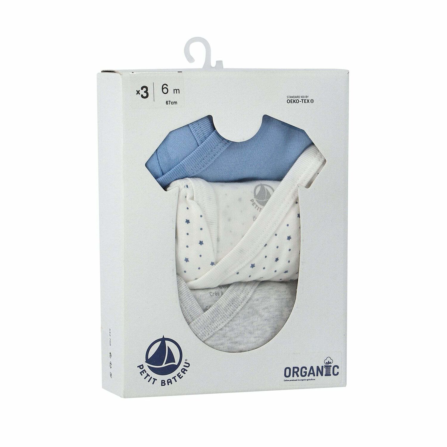 Baby Boys Blue, White & Grey Bodysuit (3 Pack), 1, hi-res