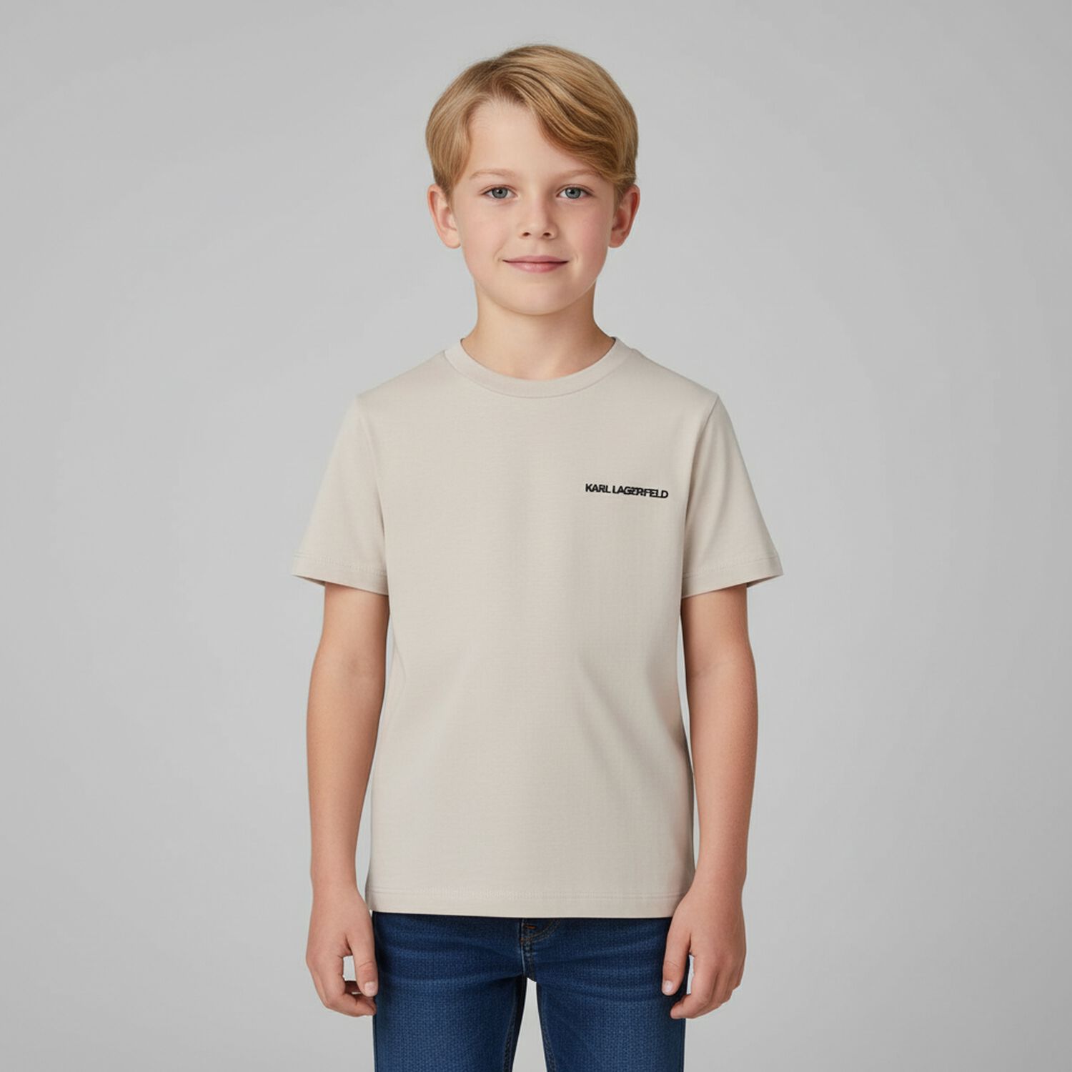 Boys Beige Logo T-Shirt, 1, hi-res