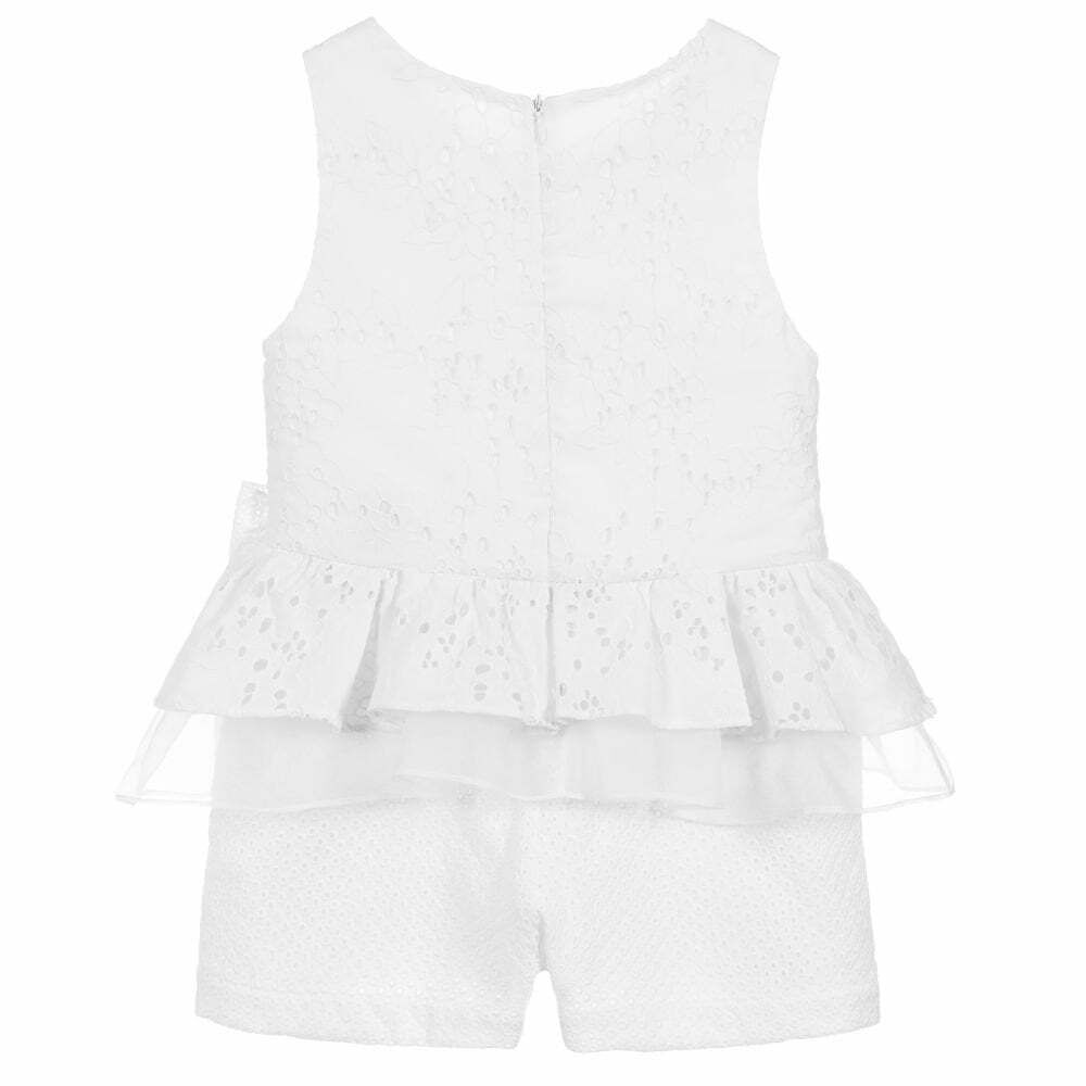 Lapin House Girls White Broderie Anglaise Playsuit Junior