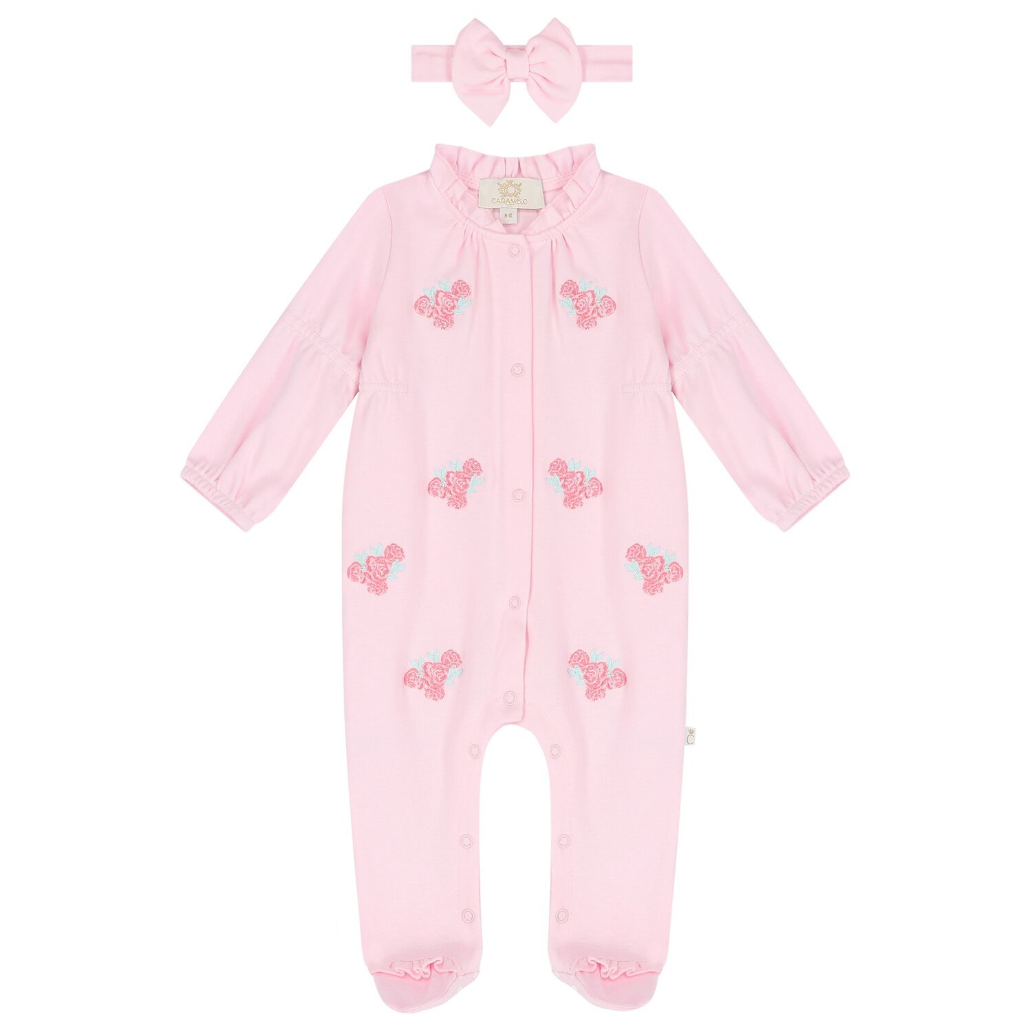 Baby Girls Pink Roses Babygrow Set, 1, hi-res