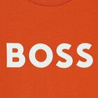 توب أولاد بأكمام بالشعار باللون البرتقالي, 1, hi-res