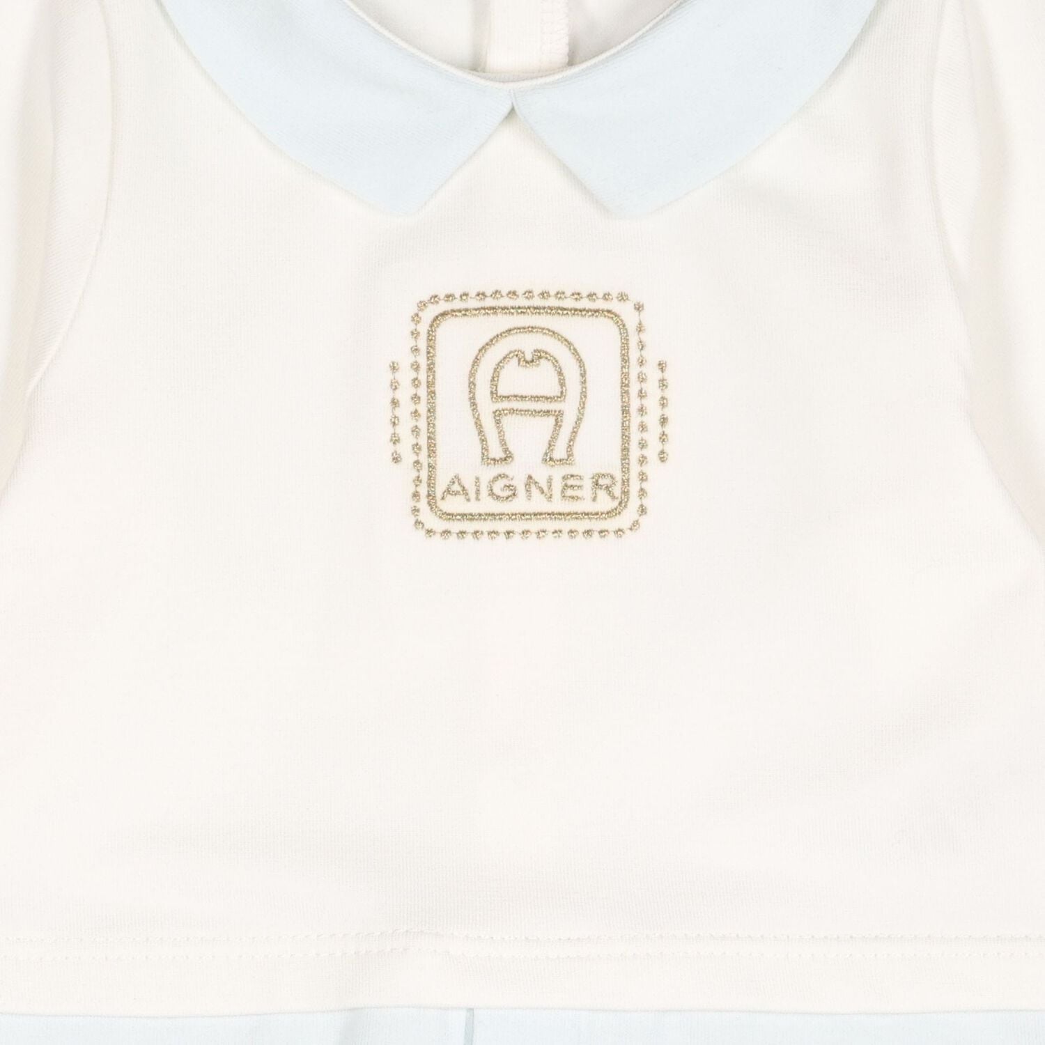 Baby Boys Blue & Gold Logo Babygrow, 1, hi-res