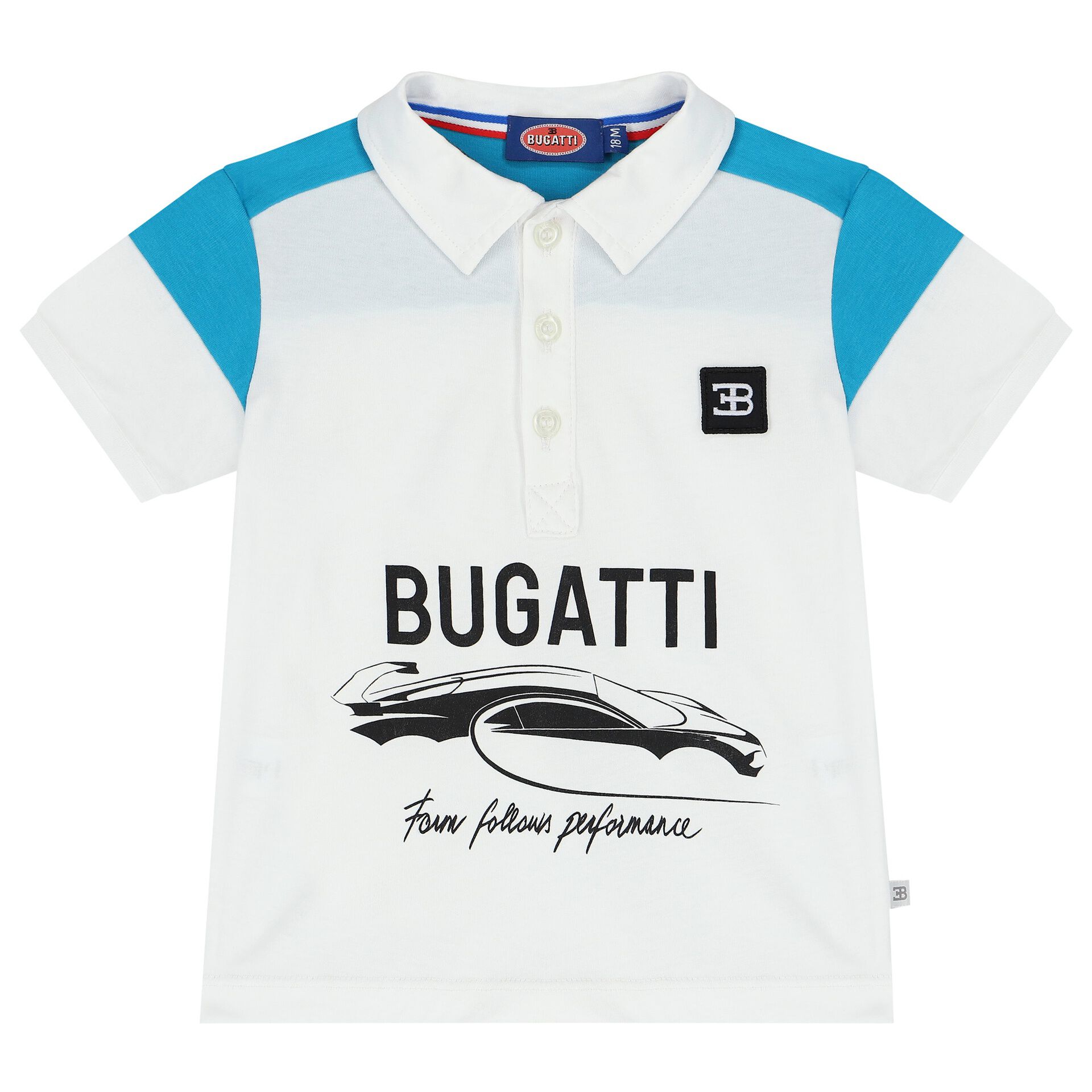 Bugatti Junior Younger Boys Blue White Logo Polo Shirt Junior Couture USA