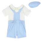 Baby Boys Blue & White Dungaree Set, 1, hi-res
