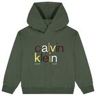 Boys Green Logo Hooded Top, 2, hi-res