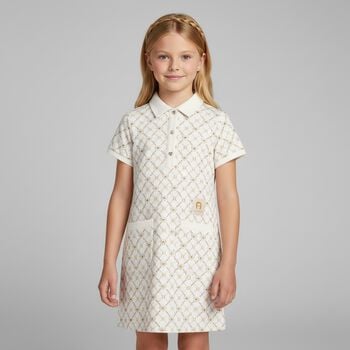 Girls Ivory Logo Polo Dress