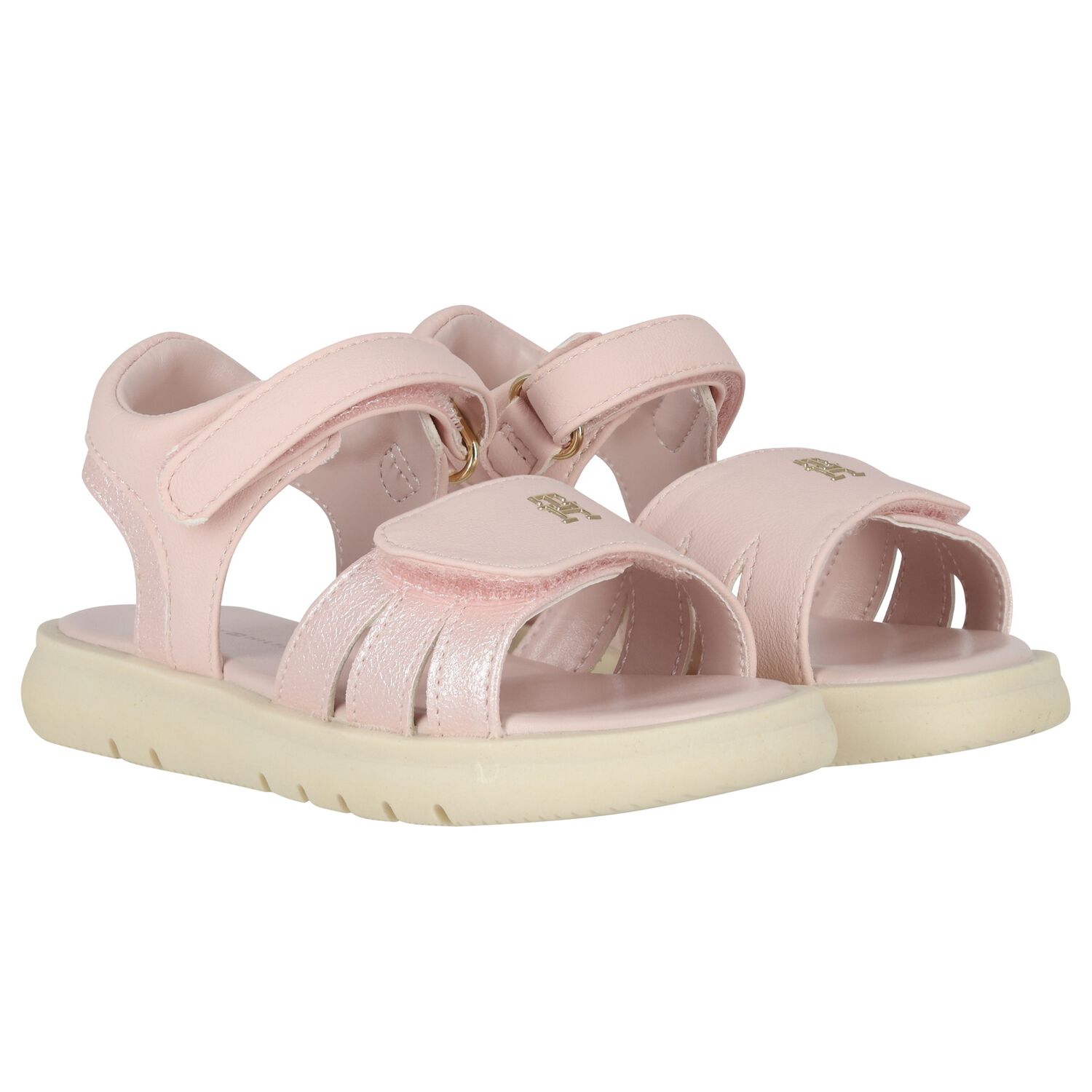 Girls Pink Logo Sandals, 1, hi-res