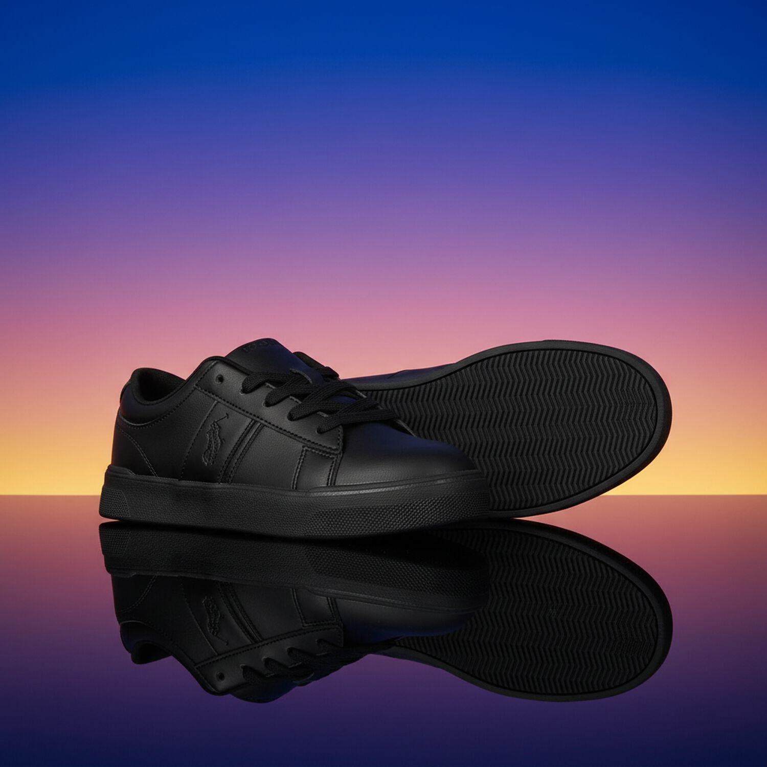 Boys Black Logo Trainers, 1, hi-res