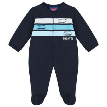 Baby Boys Navy Blue Logo Babygrow