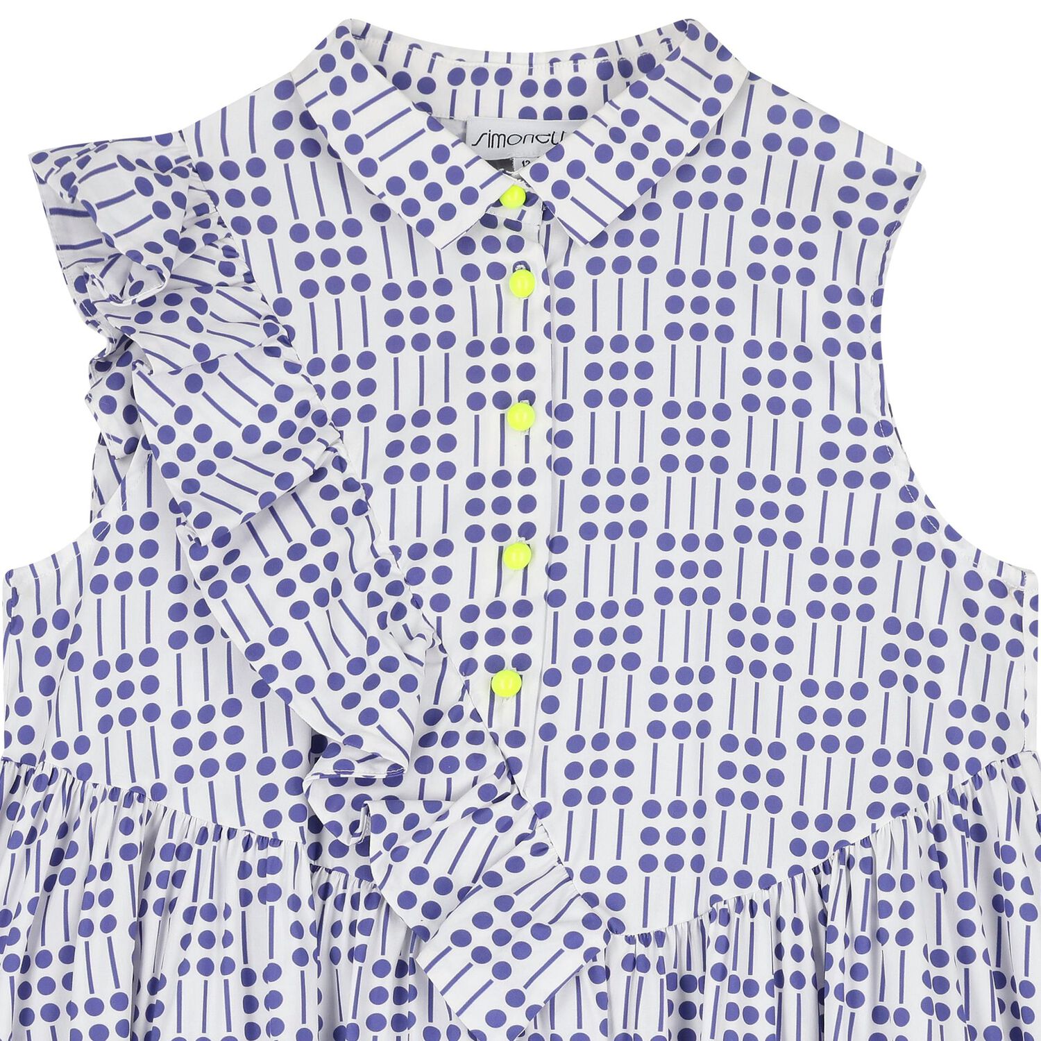 Girls White & Blue Dress, 1, hi-res