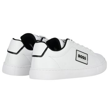 White Logo Leather Trainers