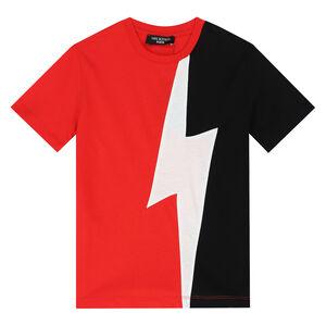 Boys Red, White & Black Thunderbolt T-Shirt