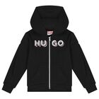 Girls Black Logo Hooded Top, 1, hi-res