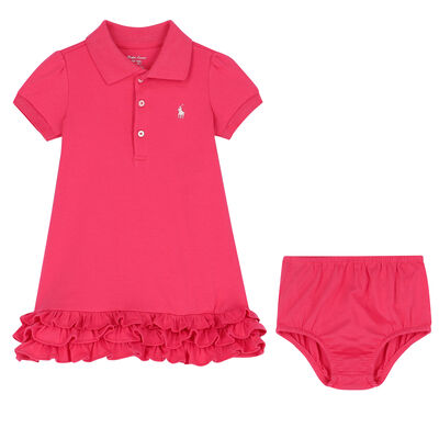Baby Girls Pink Polo Dress Set