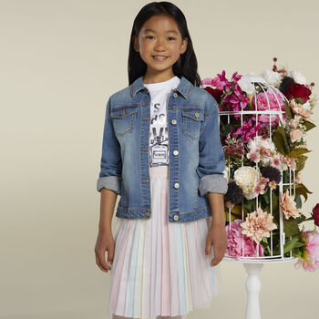 Girls Pink Pleated Satin Skirt