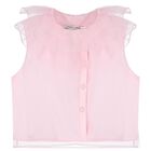 طقم تنورة شيفون بفيونكة باللون الوردى للبنات, 1, hi-res