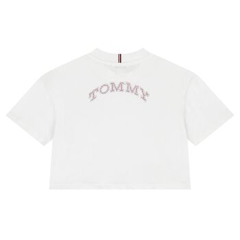 Girls White Embellished Logo T-Shirt