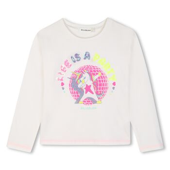 Girls Ivory Sequin Unicorn Long Sleeeve Top