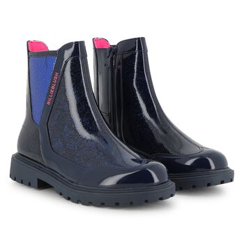 BILLIEBLUSH Girls Navy Blue Faux Leather Boots , 1 Girls Navy Blue Faux Leather Boots